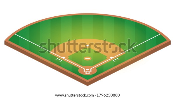 Isometric Baseball field. Flat\
illustration of baseball field vector design. Vector\
illustration
