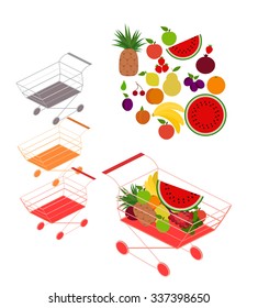 Isometric basket with food