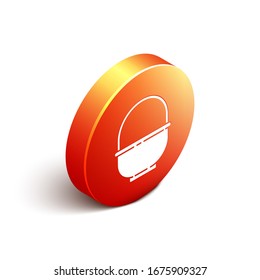 Isometric Basket icon isolated on white background. Happy Easter. Orange circle button. Vector Illustration