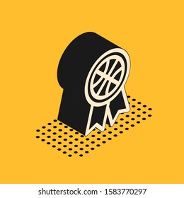 Isometric Basketball award icon isolated on yellow background.  Vector Illustration
