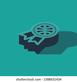Isometric Basketball award icon isolated on green background.  Vector Illustration