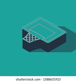 Isometric Basketball backboard icon isolated on green background.  Vector Illustration