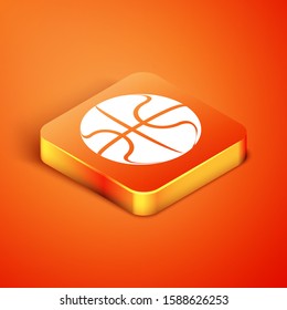 Isometric Basketball ball icon isolated on orange background. Sport symbol.  Vector Illustration