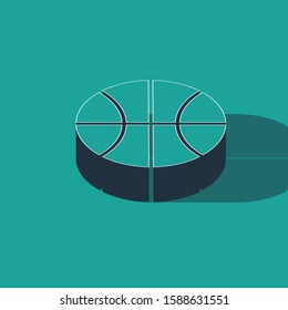 Isometric Basketball ball icon isolated on green background. Sport symbol.  Vector Illustration
