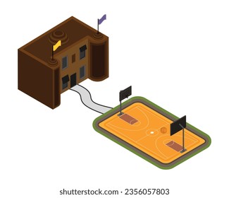 An isometric basketball building or complex is a building or complex that houses a basketball court. This type of building could also include other facilities, such as locker rooms, gyms, and offices.