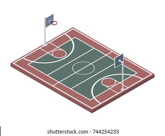 Isometric basketball court vector illustration