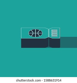 Isometric Basketball game ticket icon isolated on green background.  Vector Illustration