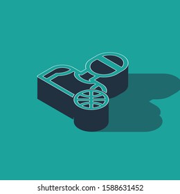 Isometric Basketball player icon isolated on green background.  Vector Illustration