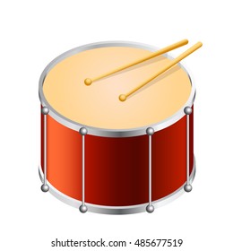 Isometric Bass Drum Vector Isolated On White. Flat Vector Illustration