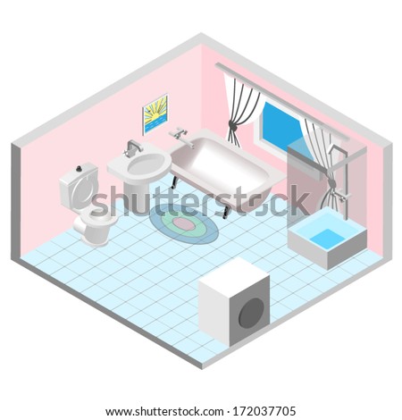 isometric bathroom icon 