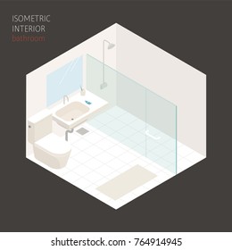 isometric bathroom interior vector illustration flat design
