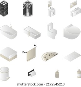 Isometric Bathroom Item Set Isolated