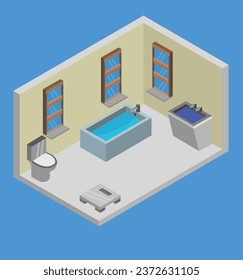 ilustración de diseño vectorial de prueba de baño isométrico