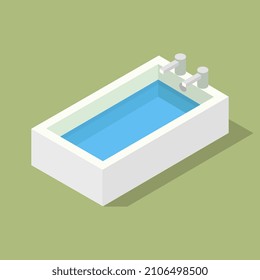 Isometric bathtub on a background