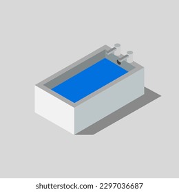 Bañera isométrica en segundo plano