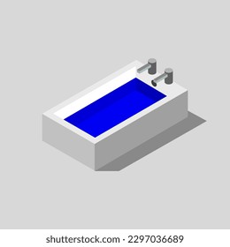 Isometric bathtub on a background
