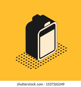 Isometric Battery icon isolated on yellow background.  Vector Illustration