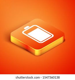Isometric Battery icon isolated on orange background.  Vector Illustration