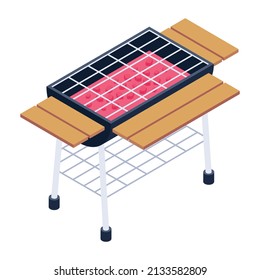 Isometric Bbq Grill Premium Icon

