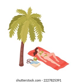 Isometric beach house tropic holidays people composition with isolated human characters vector illustration