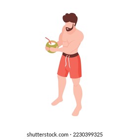 Festividades isométricas de casas de playa tropical composición de personas con caracteres humanos aislados ilustración vectorial