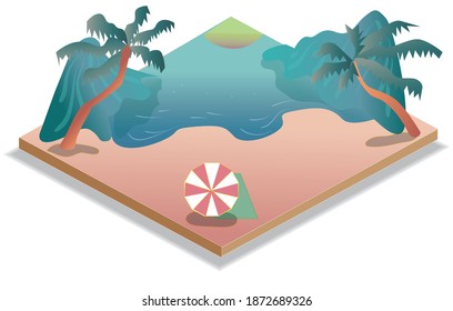 Isometrische Beach Illustration und Icon