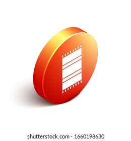 Isometric Beach towel icon isolated on white background. Orange circle button. Vector Illustration