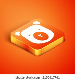 Isometric Bear head icon isolated on orange background. Vector