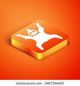 Isometric Bear skin icon isolated on orange background.  Vector