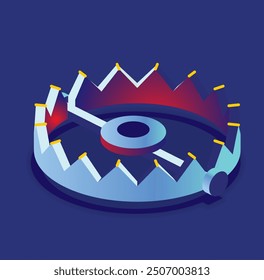 Isometric bear trap. Vector illustration.
