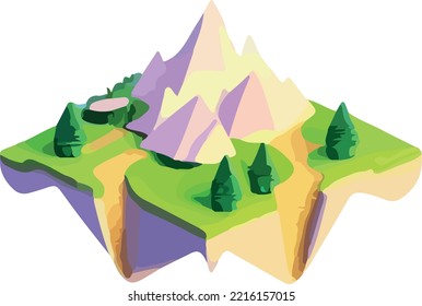 isometric beautiful mountain landscape vector.