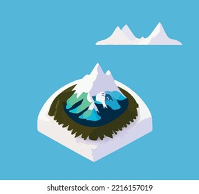 isometric beautiful mountain landscape vector.