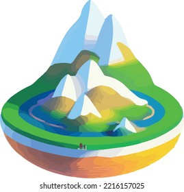 isometric beautiful mountain landscape vector.