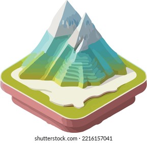 vectores isométricos de paisaje montañoso hermoso.