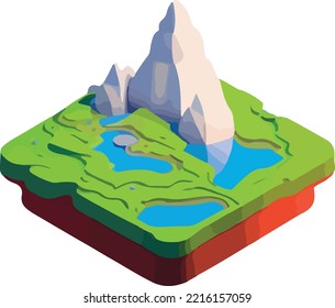 isometric beautiful mountain landscape vector.