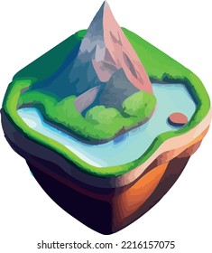 vectores isométricos de paisaje montañoso hermoso.