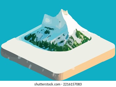 isometric beautiful mountain landscape vector.