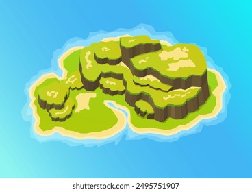 Isometric of beautiful natural mountain island