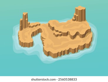 Isometric beautiful natural rocky island