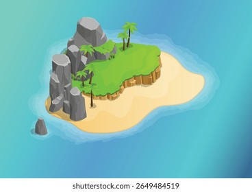 Isometric beautiful natural tropical island for map or game asset