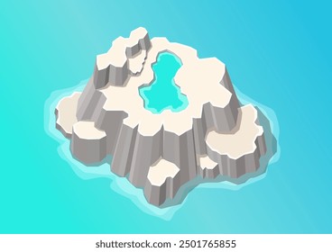 Isometric of  beautiful rocky mountain island