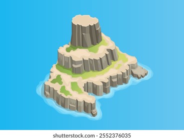 Isometric Beautiful Rocky Mountain Island