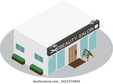 Isometric beauty salon building exterior image material