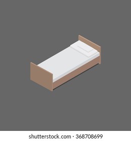 Isometric Bed With Pillows. 