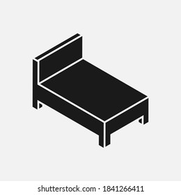 Isometric bed vector icon isolated on white background.