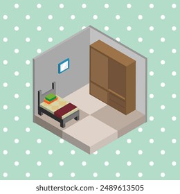 Isometric Bedroom design with decoration