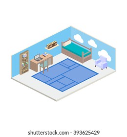 Isometric bedroom or playroom vector