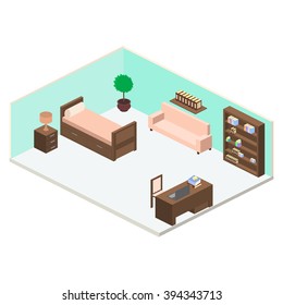 Isometric bedroom or playroom vector