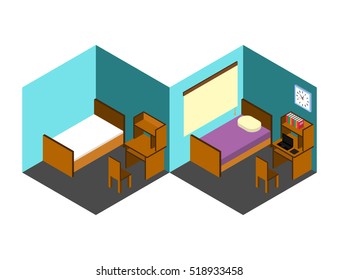 Isometric bedroom or playroom, vector illustration