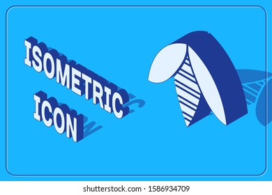 Isometric Bee icon isolated on blue background. Sweet natural food. Honeybee or apis with wings symbol. Flying insect.  Vector Illustration